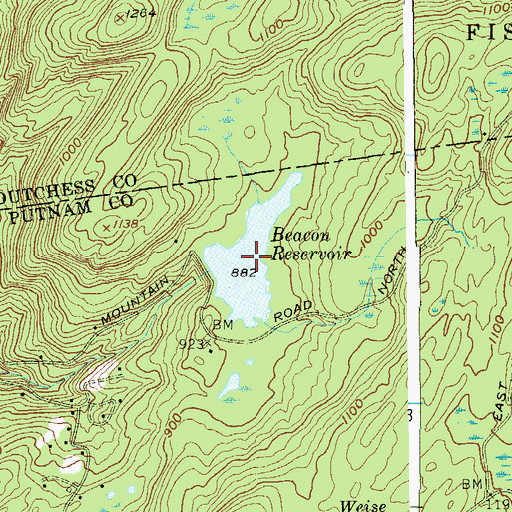 Topographic Map of Beacon Reservoir, NY