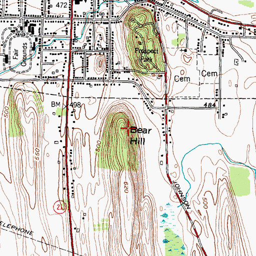 Topographic Map of Bear Hill, NY