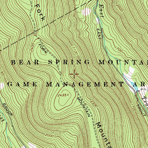 Topographic Map of Bear Spring Mountain Game Management Area, NY