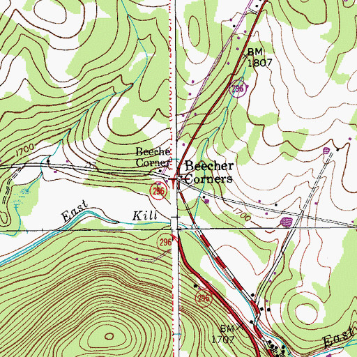 Topographic Map of Beecher Corners, NY