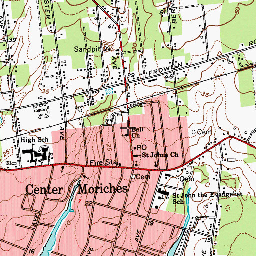 Topographic Map of Bells African Methodist Episcopal Church, NY