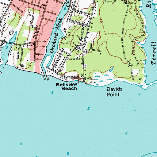 Topographic Map of Bellview Beach, NY