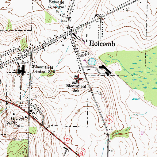 Topographic Map of Bloomfield School, NY