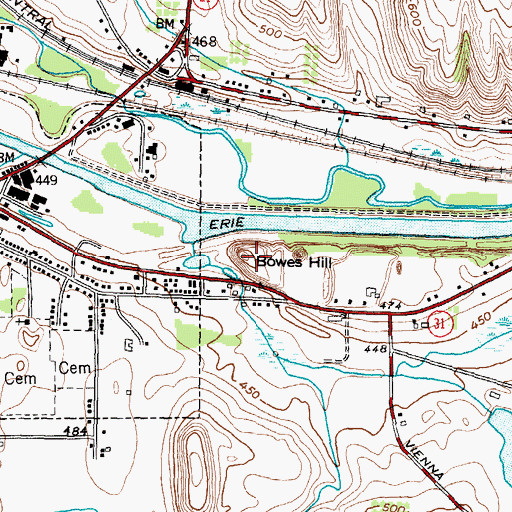 Topographic Map of Bowes Hill, NY