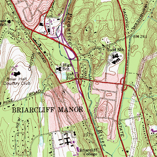 Topographic Map of Briarcliff Manor, NY