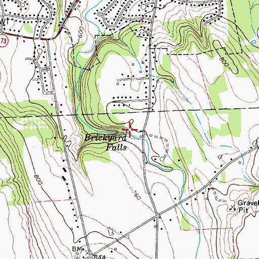 Topographic Map of Brickyard Falls, NY
