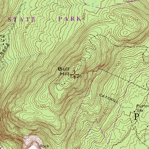 Topographic Map of Bull Hill, NY