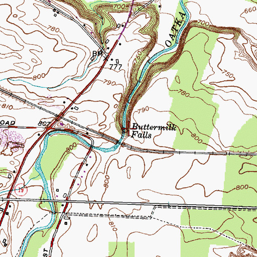 Topographic Map of Buttermilk Falls, NY