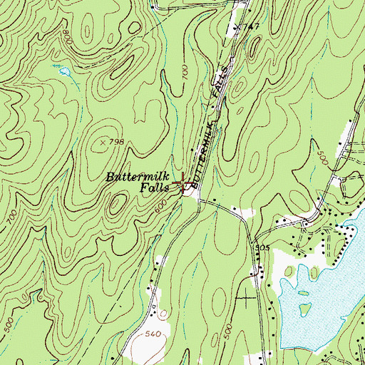 Topographic Map of Buttermilk Falls, NY