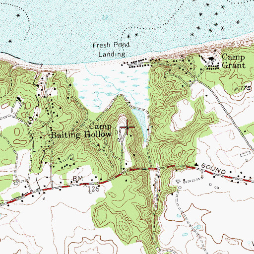 Topographic Map of Camp Baiting Hollow, NY