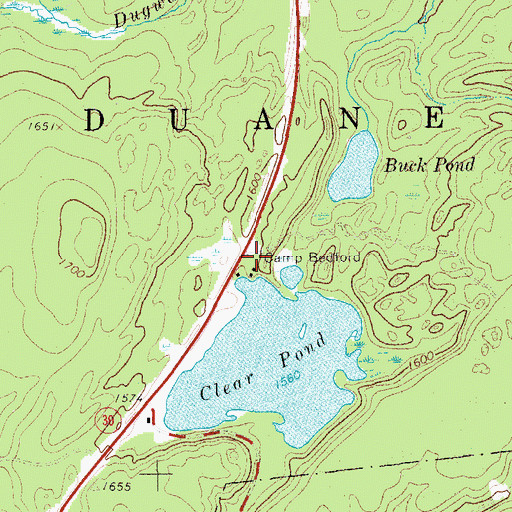 Topographic Map of Camp Bedford, NY