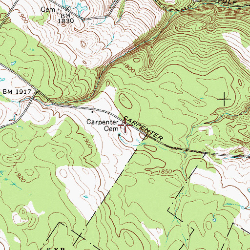 Topographic Map of Carpenter Cemetery, NY