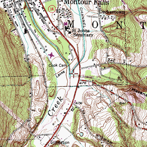 Topographic Map of Catharine Valley, NY