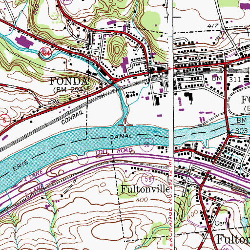 Topographic Map of Cayadutta Creek, NY