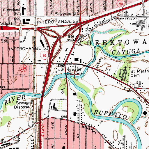 Topographic Map of Cayuga Creek, NY