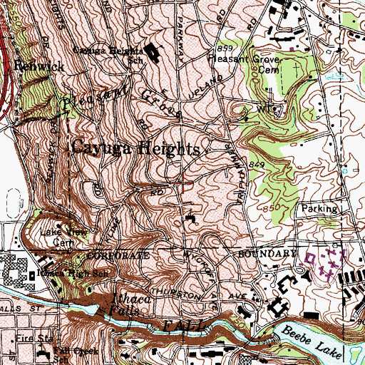 Topographic Map of Cayuga Heights, NY