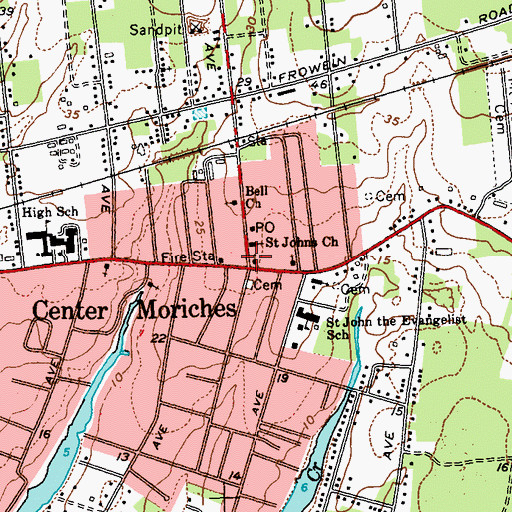 Topographic Map of Center Moriches, NY