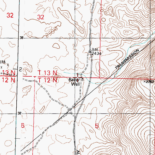 Topographic Map of Baker Well, AZ
