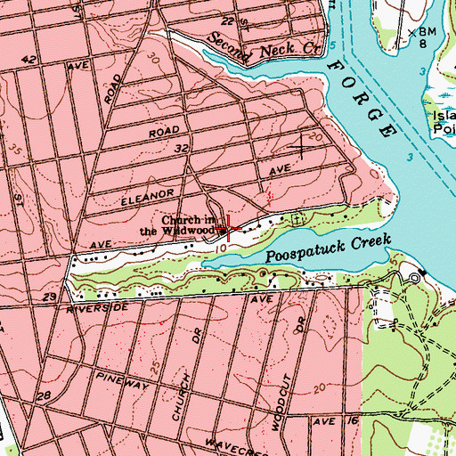 Topographic Map of Church in the Wildwood, NY