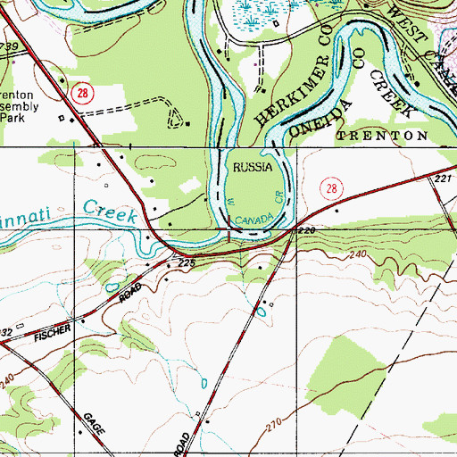 Topographic Map of Cincinnati Creek, NY