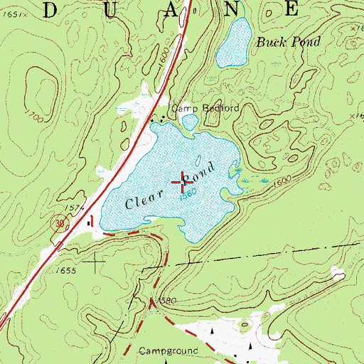 Topographic Map of Clear Pond, NY