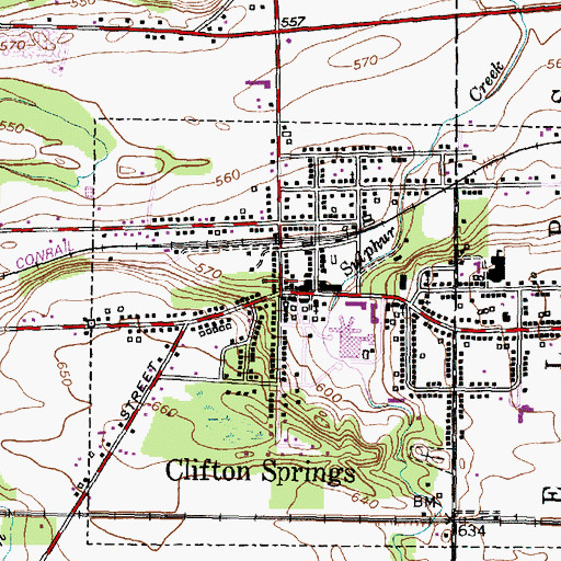 Topographic Map of Clifton Springs, NY