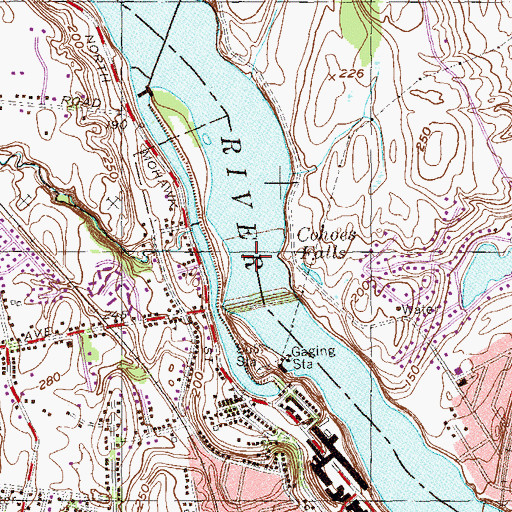 Topographic Map of Cohoes Falls, NY