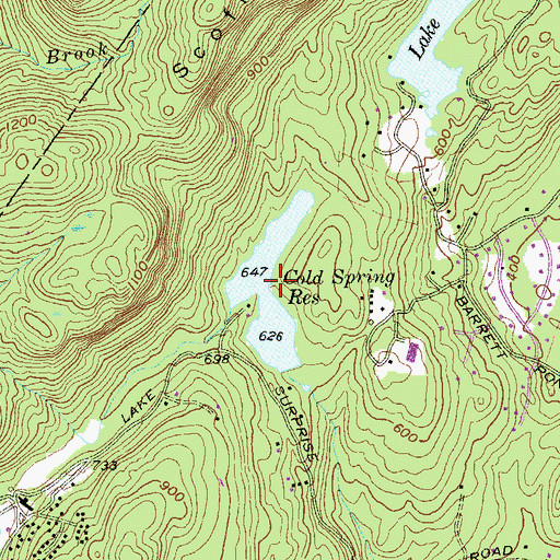 Topographic Map of Cold Spring Reservoir, NY
