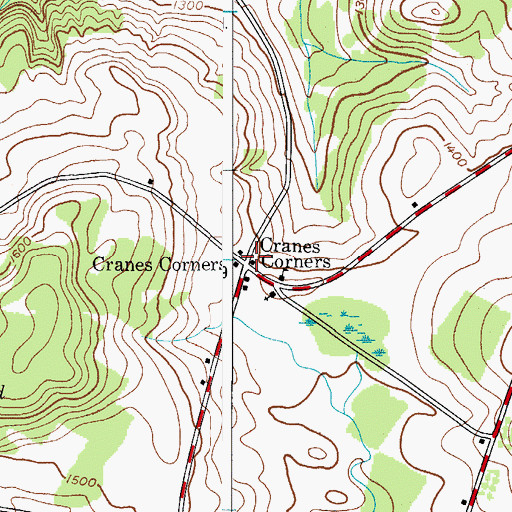 Topographic Map of Cranes Corners, NY