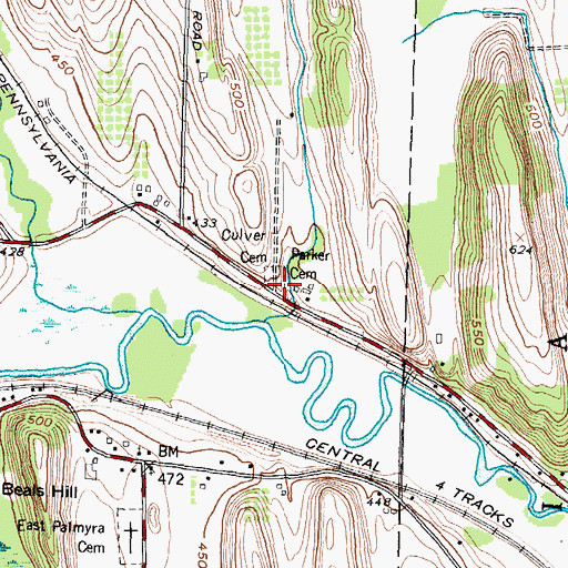 Topographic Map of Culver Cemetery, NY