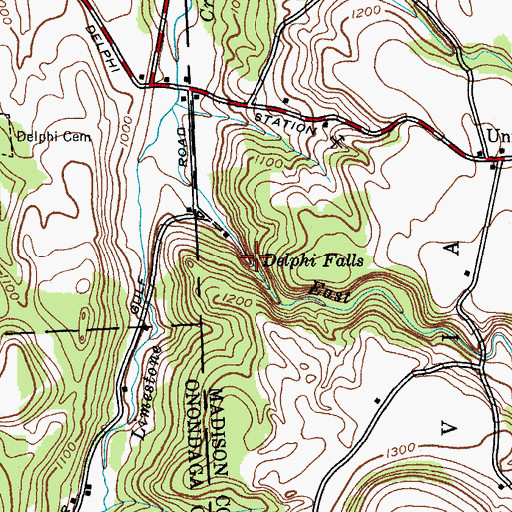 Topographic Map of Delphi Falls, NY