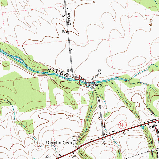 Topographic Map of Develin Brook, NY