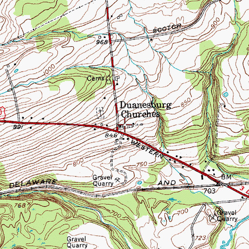 Topographic Map of Duanesburg Churches, NY