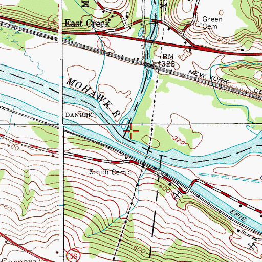 Topographic Map of East Canada Creek, NY