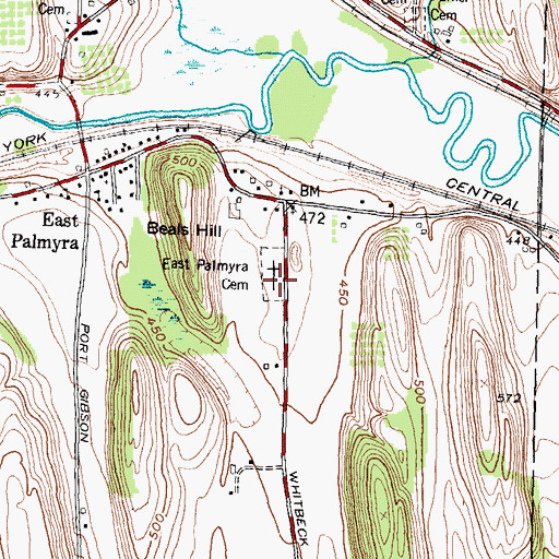 Topographic Map of East Palmyra Cemetery, NY