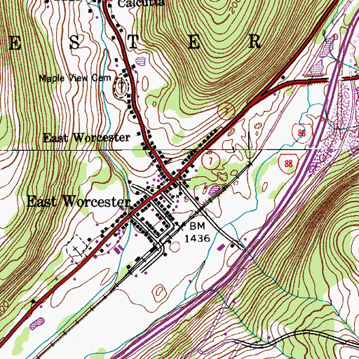 Topographic Map of East Worcester, NY