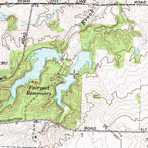 Topographic Map of Fairport Reservoirs, NY