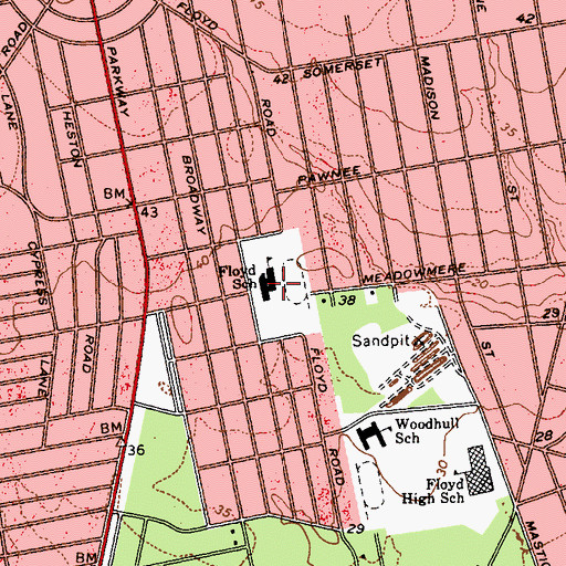 Topographic Map of William Floyd Elementary School, NY
