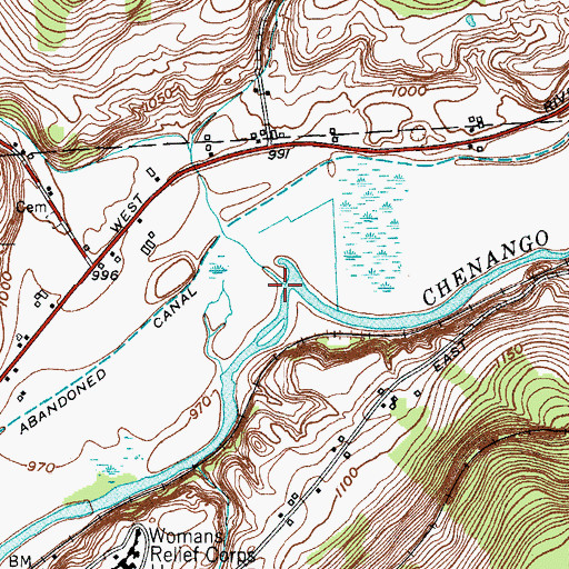 Topographic Map of Fly Meadow Creek, NY