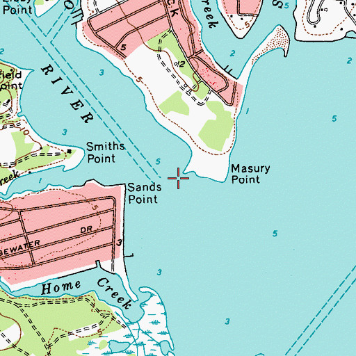 Topographic Map of Forge River, NY