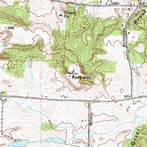 Topographic Map of Fort Hill, NY