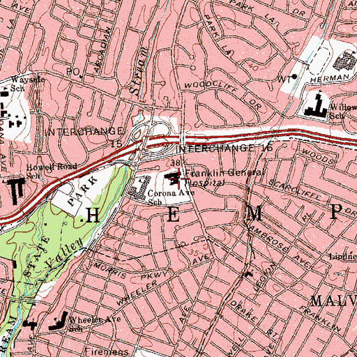 Topographic Map of Long Island Jewish Valley Stream, NY