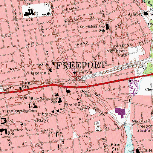 Topographic Map of Freeport, NY