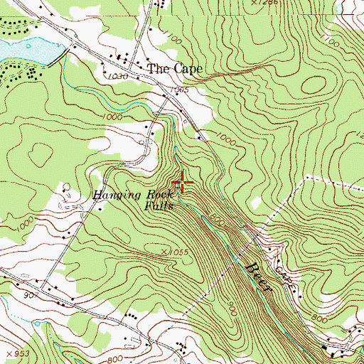 Topographic Map of Hanging Rock Falls, NY
