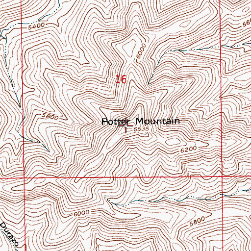 Topographic Map of Potter Mountain, AZ