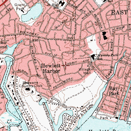 Topographic Map of Hewlett Harbor, NY
