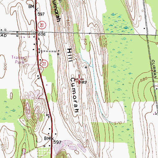 Topographic Map of Hill Cumorah, NY