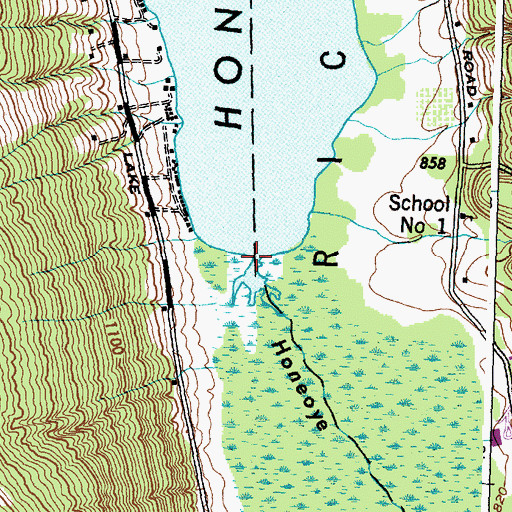 Topographic Map of Honeoye Inlet, NY