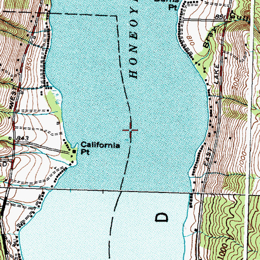 Topographic Map of Honeoye Lake, NY
