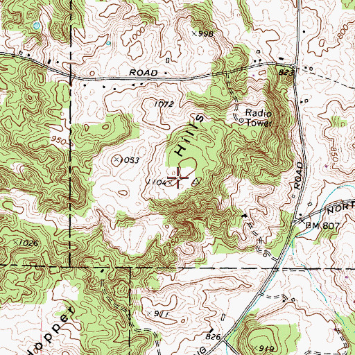 Topographic Map of Hopper Hills, NY